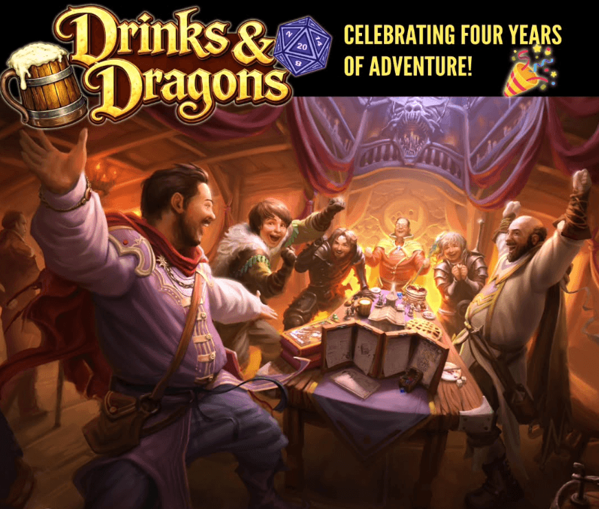 Drinks & Dragons flyer